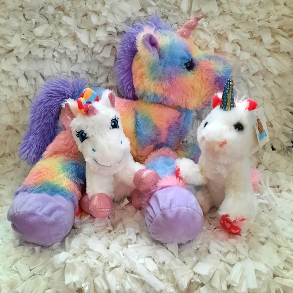 Bundle Unicorn Plush Toys Stuffed Animal Set of 3 - Picture 1 of 14
